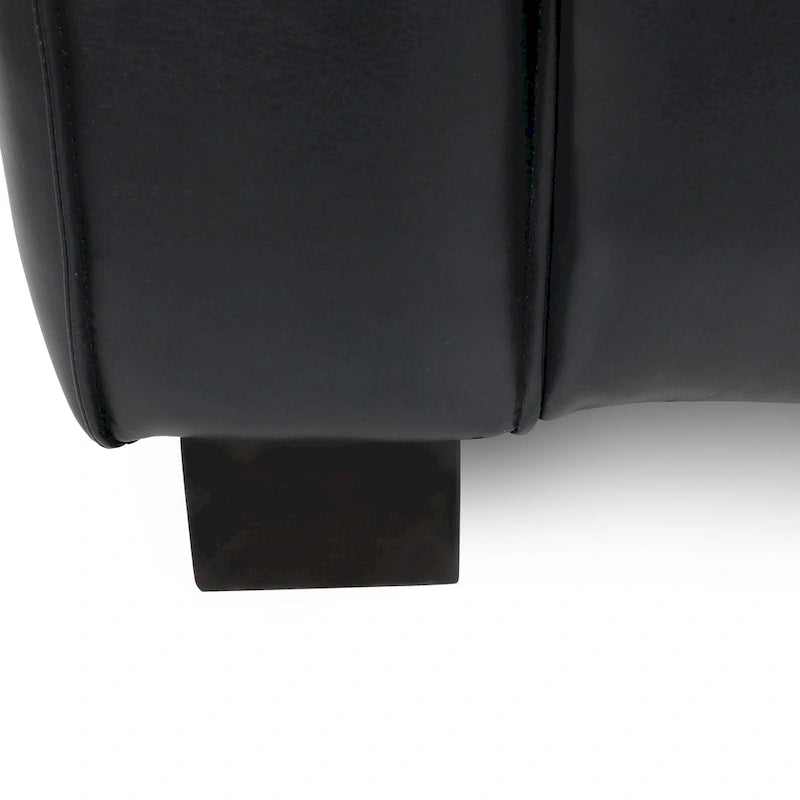 Faux Leather Tuxedo Club Chair with Wood Legs, 39-Inch