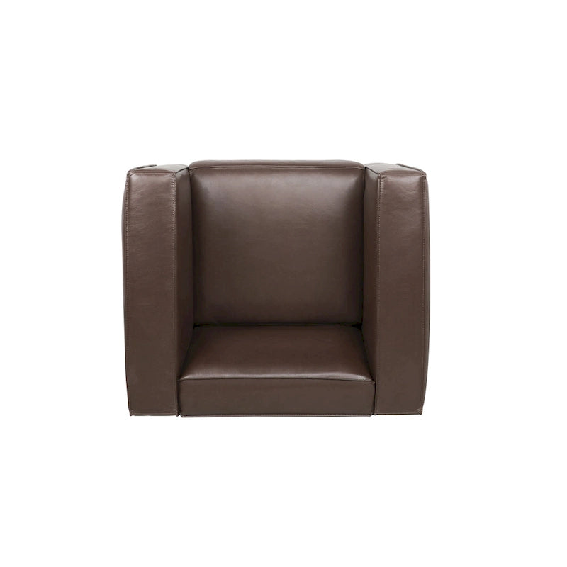 Faux Leather Tuxedo Club Chair with Wood Legs, 39-Inch