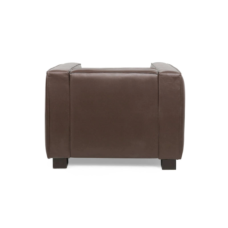 Faux Leather Tuxedo Club Chair with Wood Legs, 39-Inch