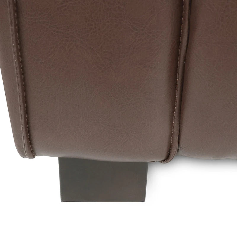Faux Leather Tuxedo Club Chair with Wood Legs, 39-Inch