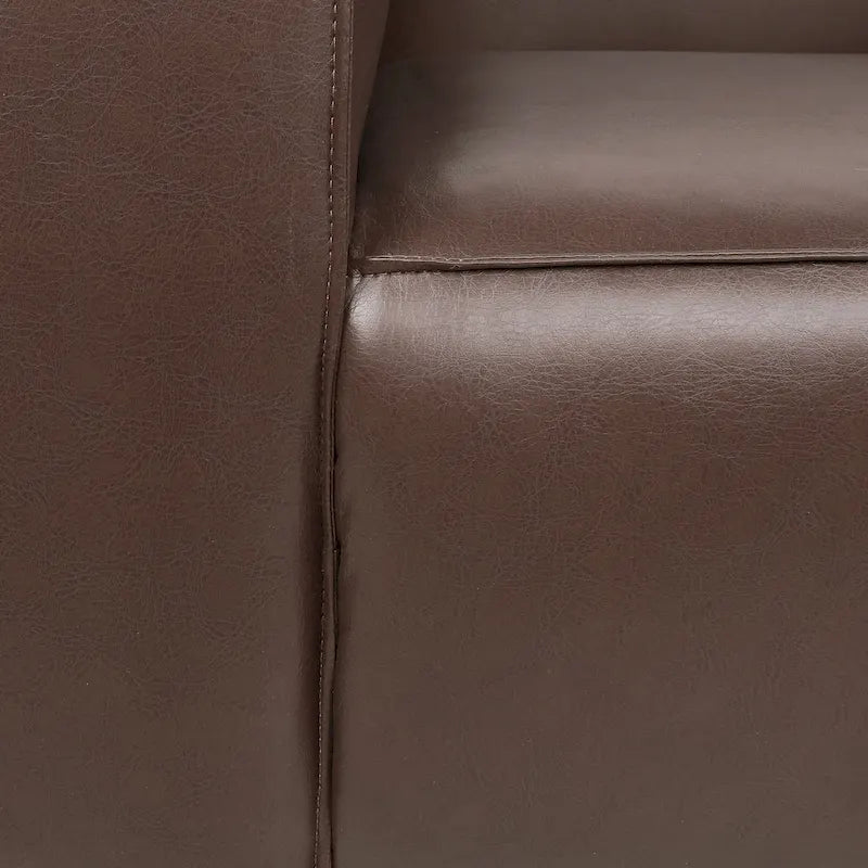 Faux Leather Tuxedo Club Chair with Wood Legs, 39-Inch