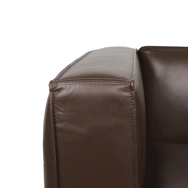 Faux Leather Tuxedo Club Chair with Wood Legs, 39-Inch