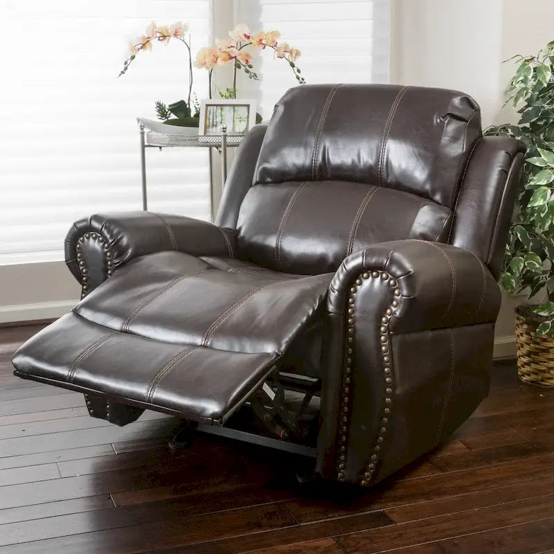 Faux Leather Glider Recliner Club Chair with Plush Cushions