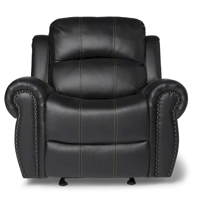 Faux Leather Glider Recliner Club Chair with Plush Cushions