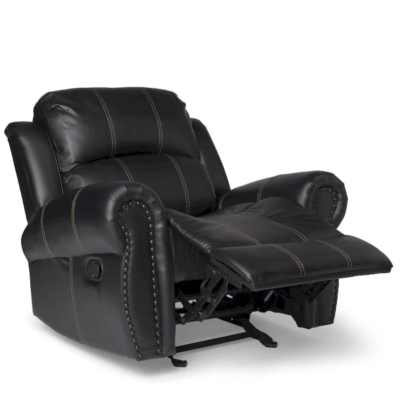 Faux Leather Glider Recliner Club Chair with Plush Cushions