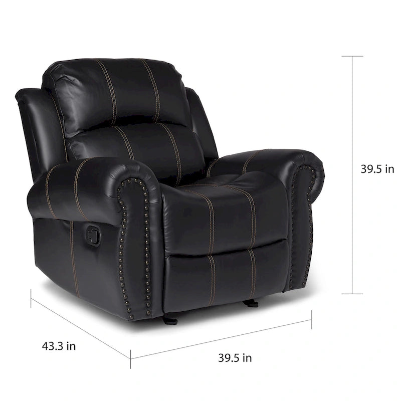 Faux Leather Glider Recliner Club Chair with Plush Cushions