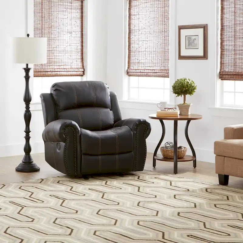 Faux Leather Glider Recliner Club Chair with Plush Cushions