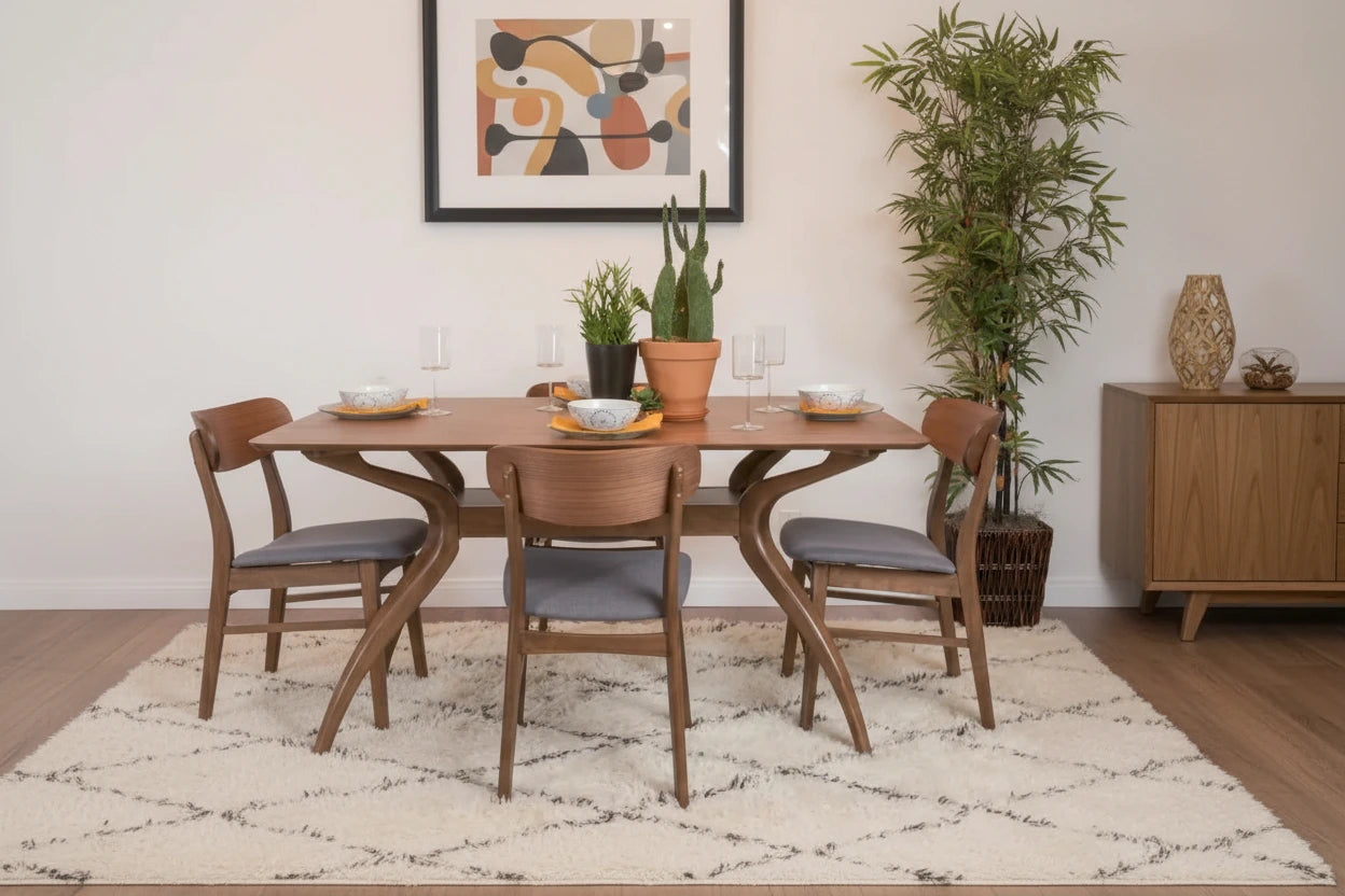 Fabric-Upholstered Wood Dining Chairs with Cushioned Seat, Set of 2