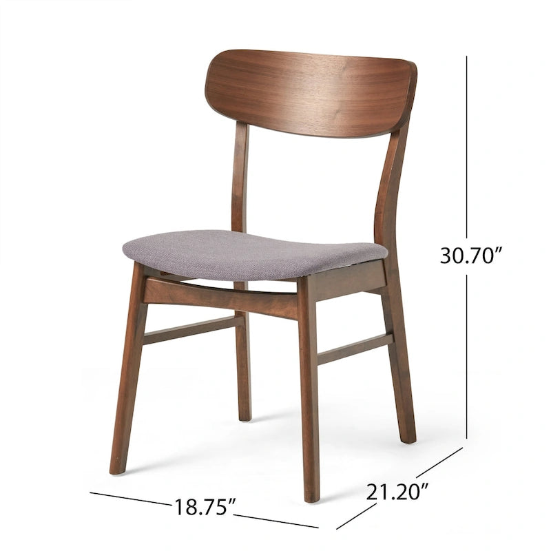 Fabric-Upholstered Wood Dining Chairs with Cushioned Seat, Set of 2