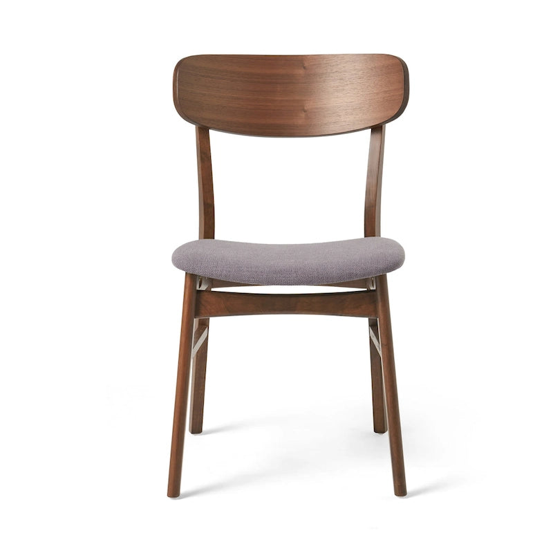 Fabric-Upholstered Wood Dining Chairs with Cushioned Seat, Set of 2