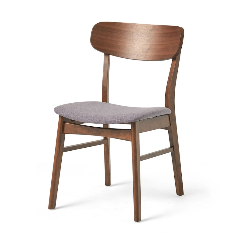 Fabric-Upholstered Wood Dining Chairs with Cushioned Seat, Set of 2