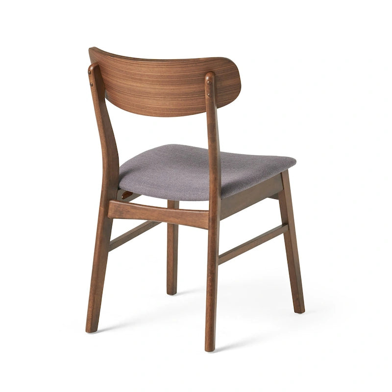 Fabric-Upholstered Wood Dining Chairs with Cushioned Seat, Set of 2