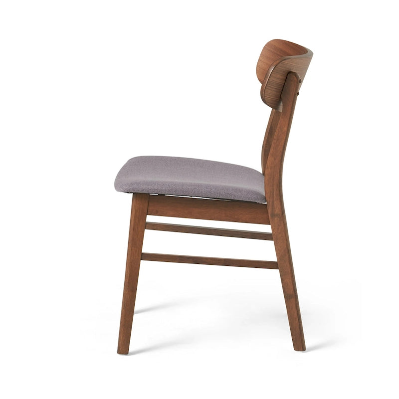 Fabric-Upholstered Wood Dining Chairs with Cushioned Seat, Set of 2