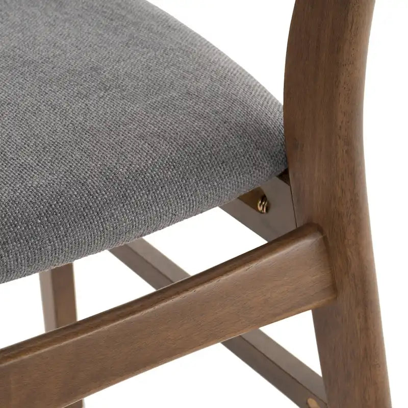 Fabric-Upholstered Wood Dining Chairs with Cushioned Seat, Set of 2
