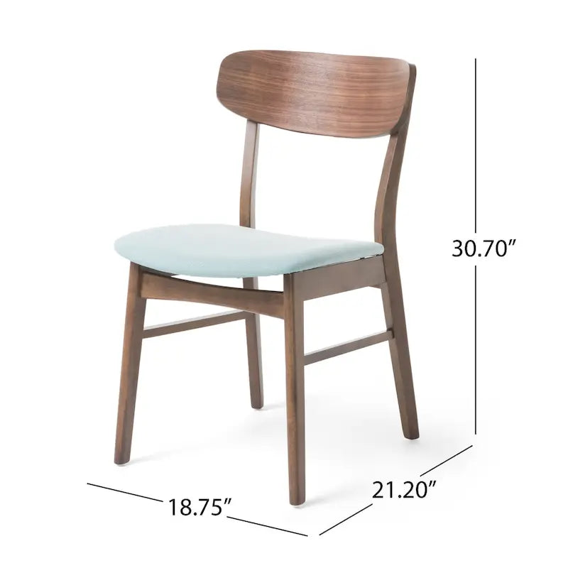 Fabric-Upholstered Wood Dining Chairs with Cushioned Seat, Set of 2