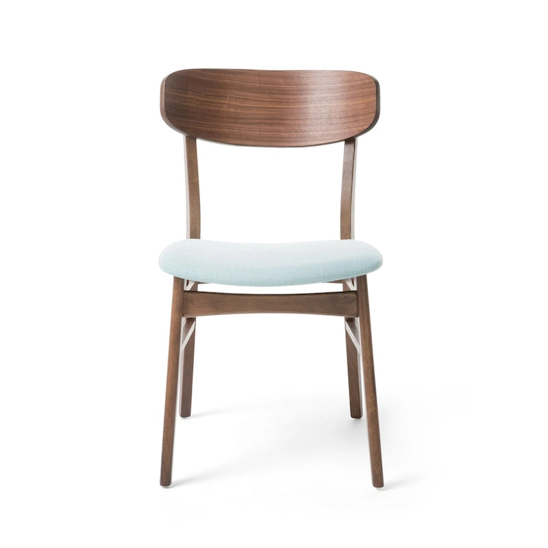 Fabric-Upholstered Wood Dining Chairs with Cushioned Seat, Set of 2