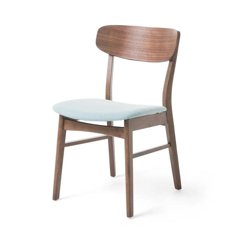 Fabric-Upholstered Wood Dining Chairs with Cushioned Seat, Set of 2