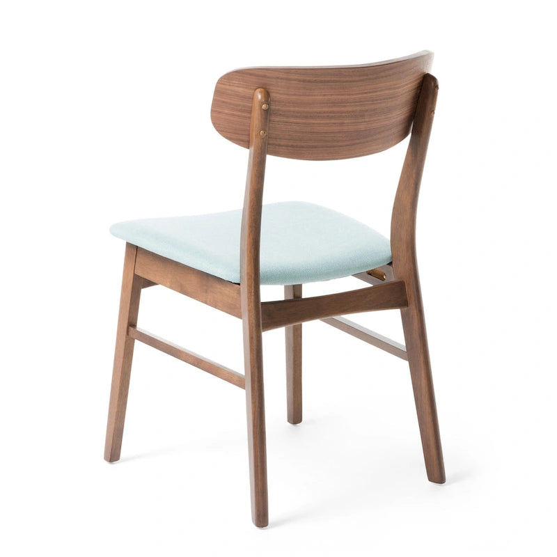Fabric-Upholstered Wood Dining Chairs with Cushioned Seat, Set of 2