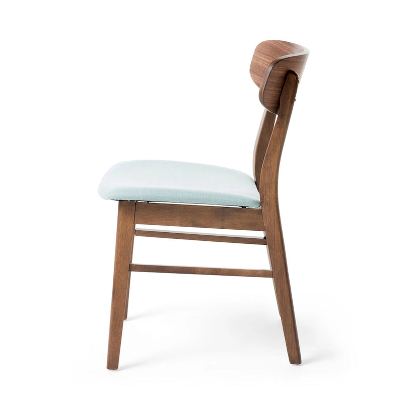 Fabric-Upholstered Wood Dining Chairs with Cushioned Seat, Set of 2