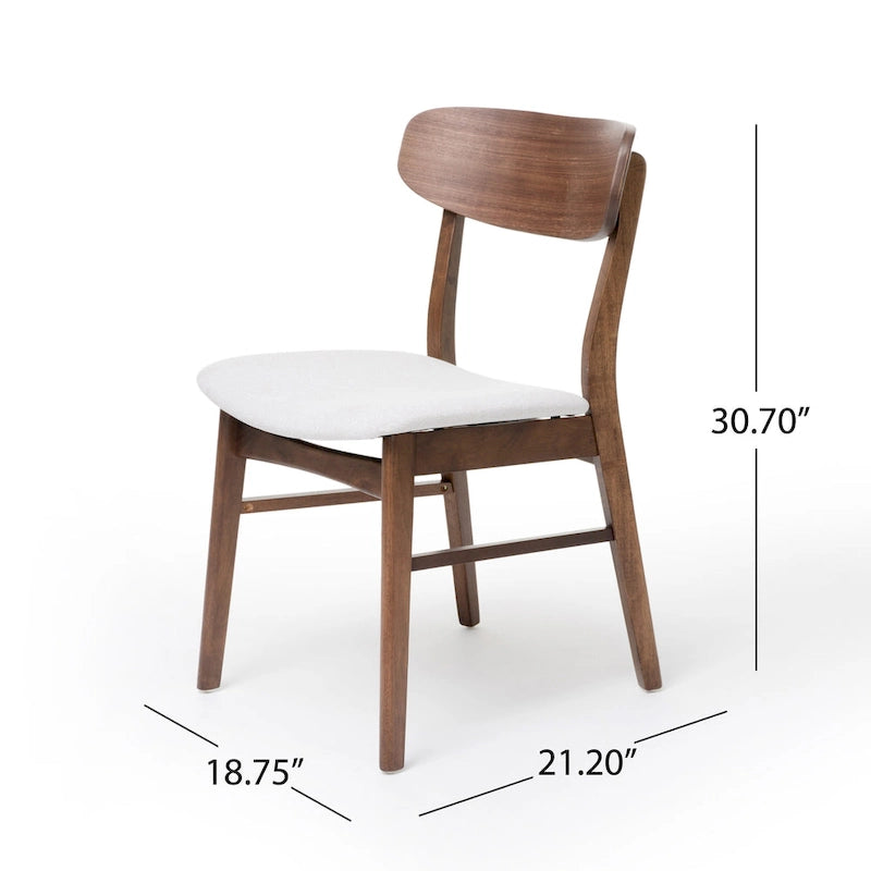 Fabric-Upholstered Wood Dining Chairs with Cushioned Seat, Set of 2