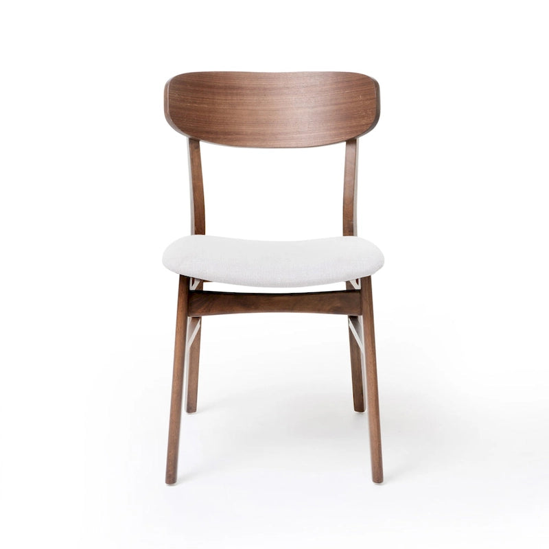 Fabric-Upholstered Wood Dining Chairs with Cushioned Seat, Set of 2