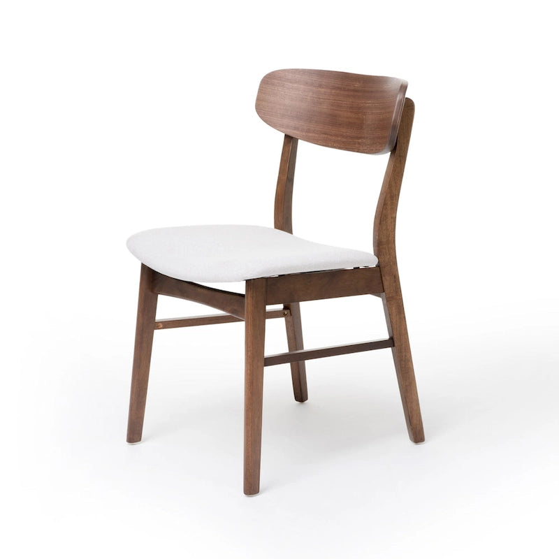 Fabric-Upholstered Wood Dining Chairs with Cushioned Seat, Set of 2