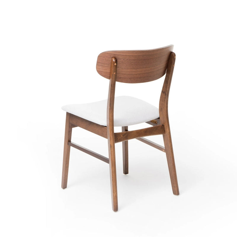 Fabric-Upholstered Wood Dining Chairs with Cushioned Seat, Set of 2