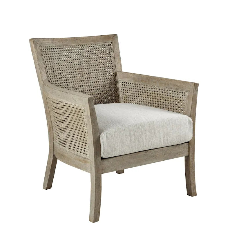 Cane Back Accent Armchair with High-Density Foam Cushion