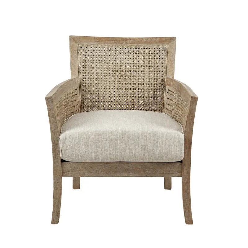 Cane Back Accent Armchair with High-Density Foam Cushion