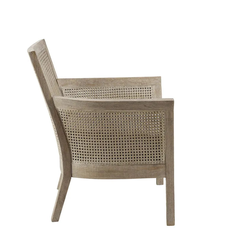 Cane Back Accent Armchair with High-Density Foam Cushion