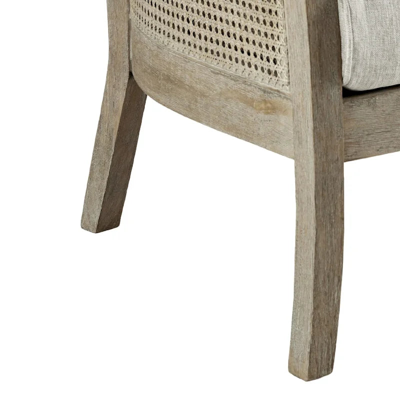Cane Back Accent Armchair with High-Density Foam Cushion