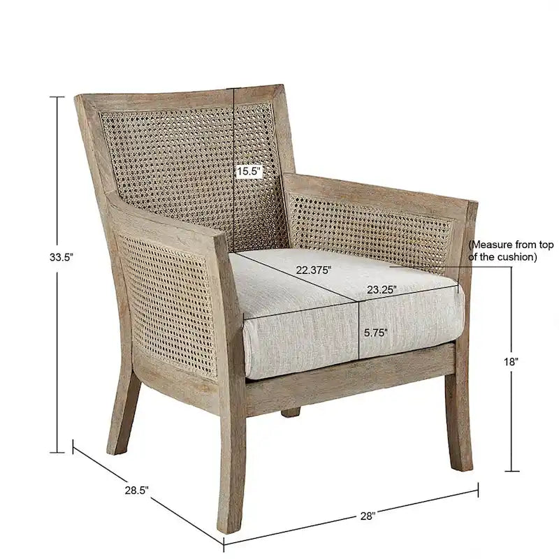 Cane Back Accent Armchair with High-Density Foam Cushion