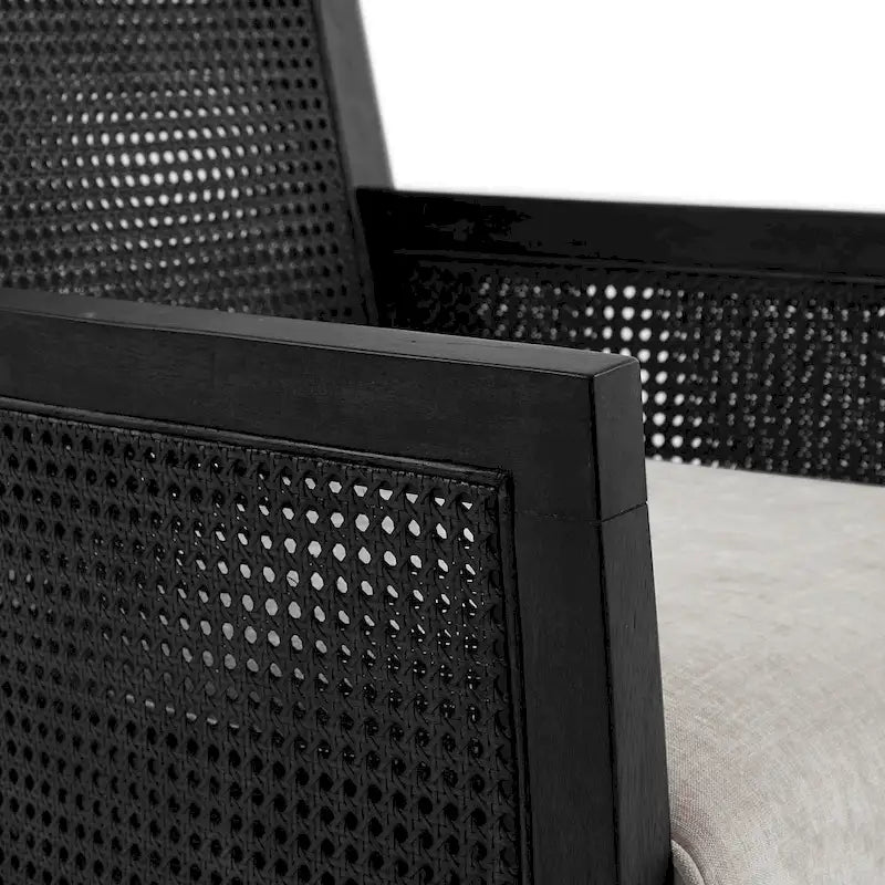 Cane Back Accent Armchair with High-Density Foam Cushion