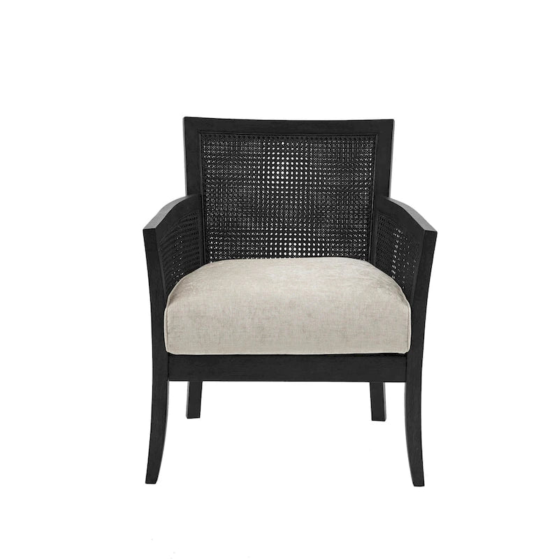 Cane Back Accent Armchair with High-Density Foam Cushion