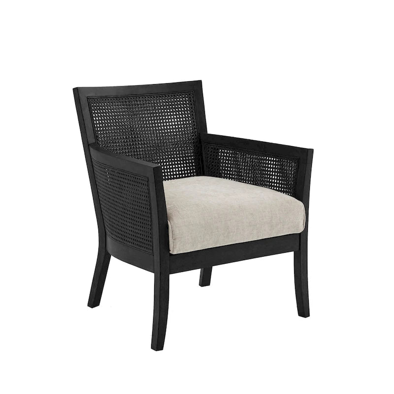 Cane Back Accent Armchair with High-Density Foam Cushion