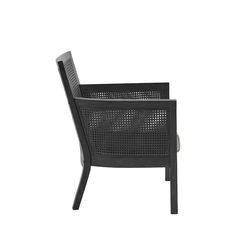 Cane Back Accent Armchair with High-Density Foam Cushion