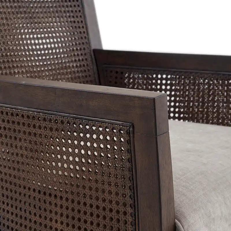 Cane Back Accent Armchair with High-Density Foam Cushion
