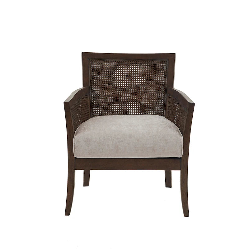Cane Back Accent Armchair with High-Density Foam Cushion