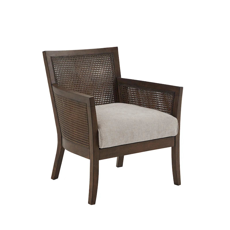 Cane Back Accent Armchair with High-Density Foam Cushion