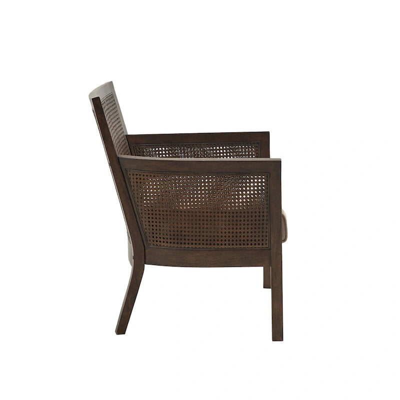 Cane Back Accent Armchair with High-Density Foam Cushion