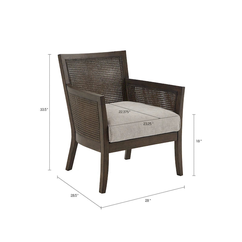 Cane Back Accent Armchair with High-Density Foam Cushion