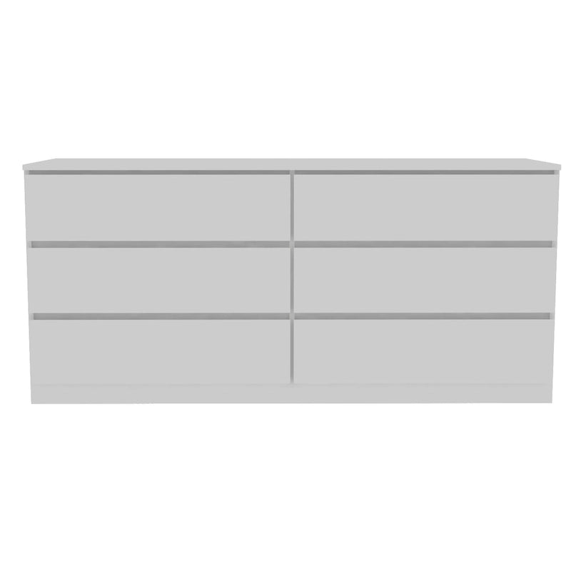 6-Drawer Wide Dresser with Metal Rails and Wall Anchor Kit, 60-Inch