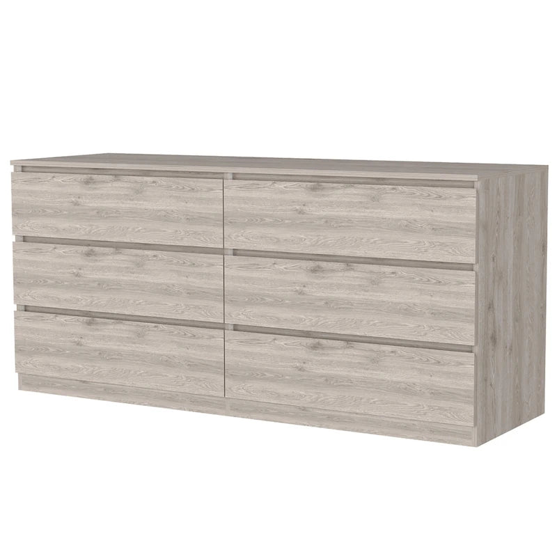 6-Drawer Wide Dresser with Metal Rails and Wall Anchor Kit, 60-Inch