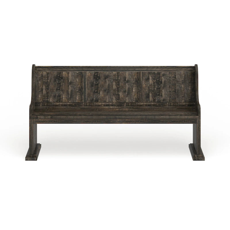Aged Pine Wood Dining Bench with Antique Metal Hardware, 68-Inch