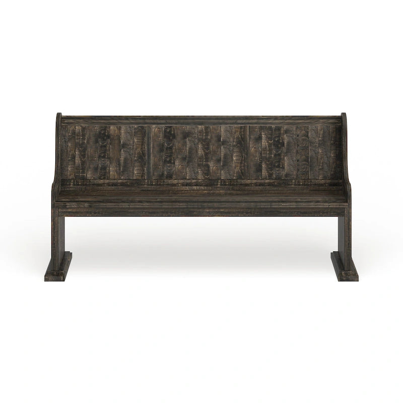 Aged Pine Wood Dining Bench with Antique Metal Hardware, 68-Inch