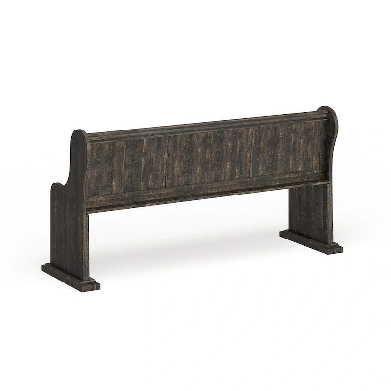 Aged Pine Wood Dining Bench with Antique Metal Hardware, 68-Inch