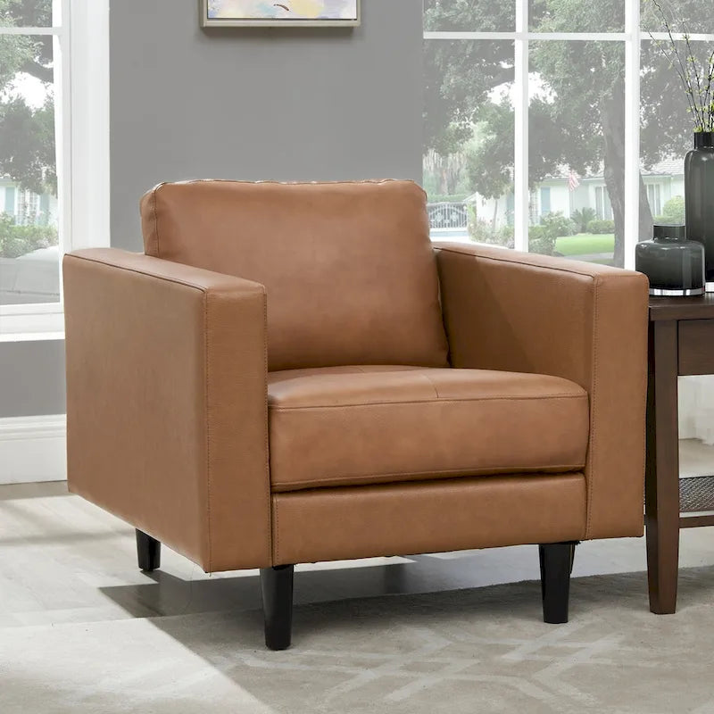 Premium Cowhide Leather Chair With High Density Cushions and Large Seating Space