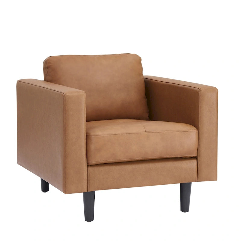 Premium Genuine Leather Accent Chair with High Density Cushions