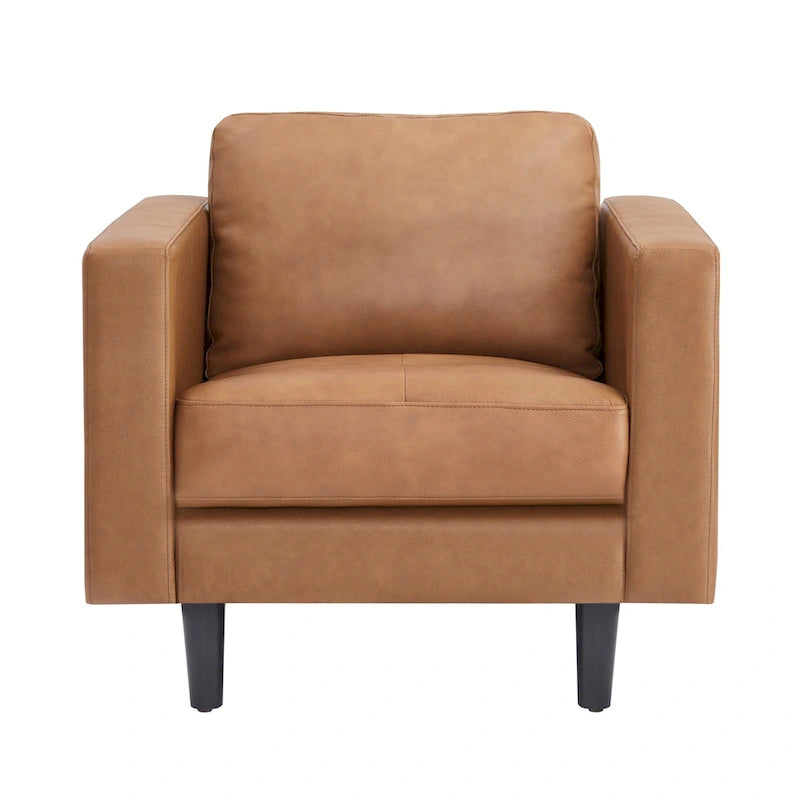 Premium Genuine Leather Accent Chair with High Density Cushions