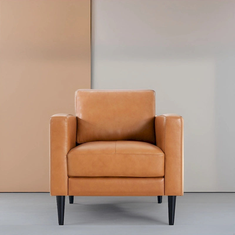 Premium Genuine Leather Accent Chair with High Density Cushions
